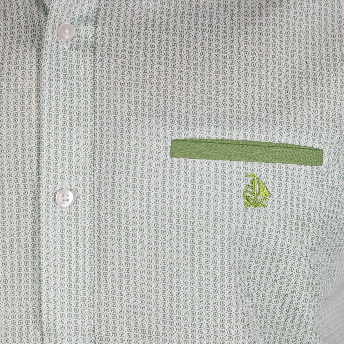 Camisa Hombre Manga Larga Detalles Verde