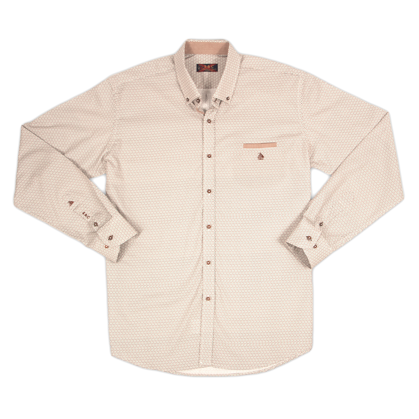 Camisa Hombre Manga Larga estampado Beige