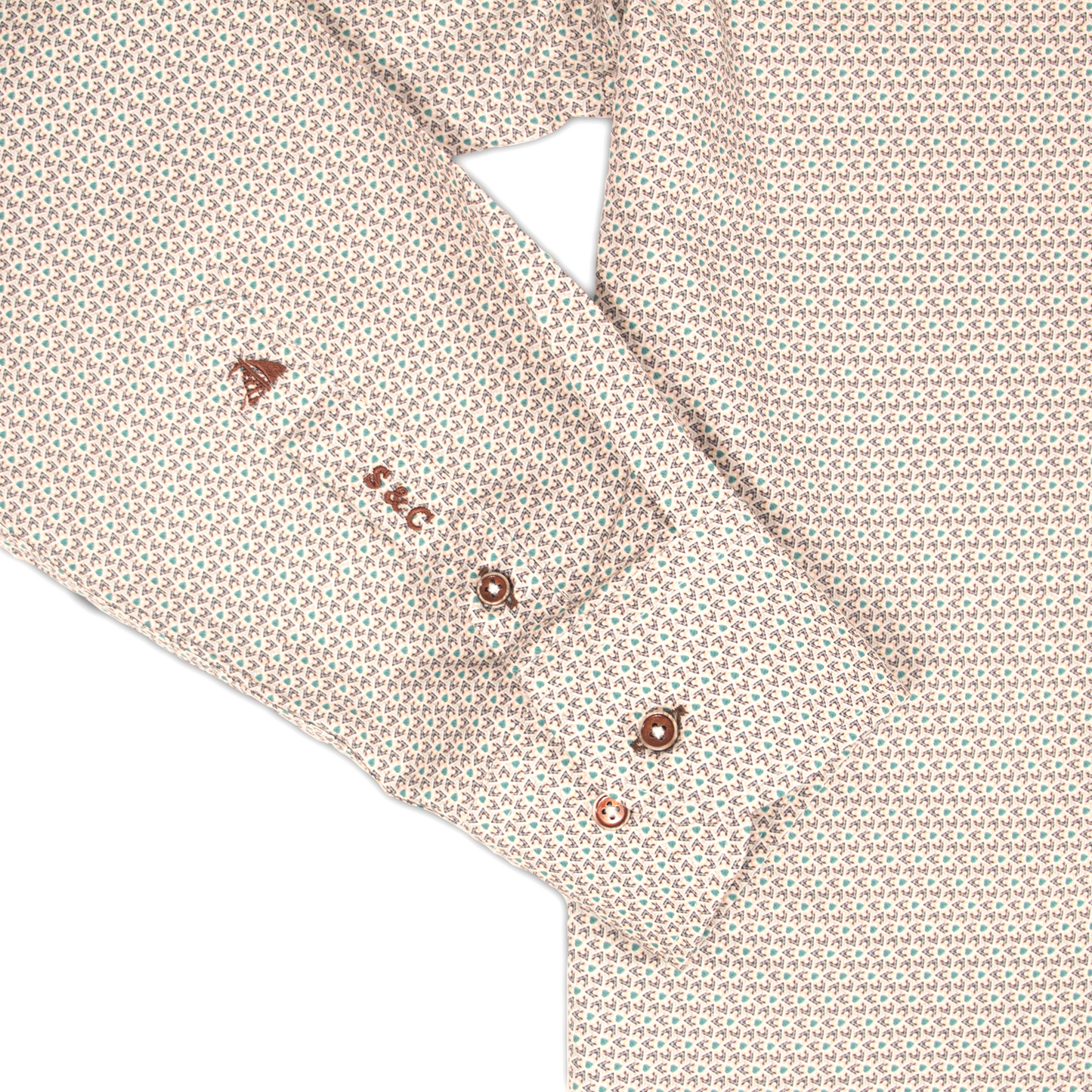 Camisa Hombre Manga Larga estampado Beige