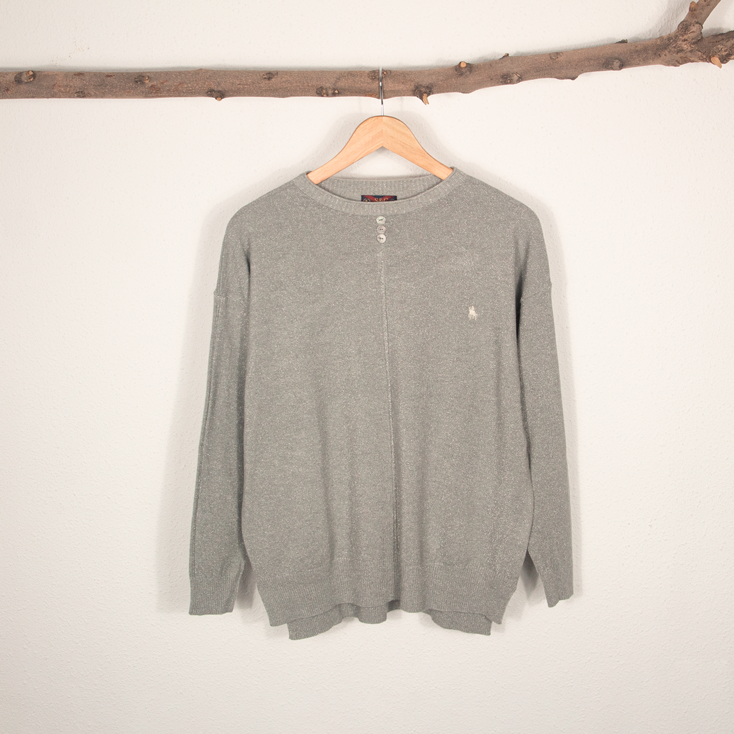 Jersey Mujer Gris Destellos con Detalles de Botones