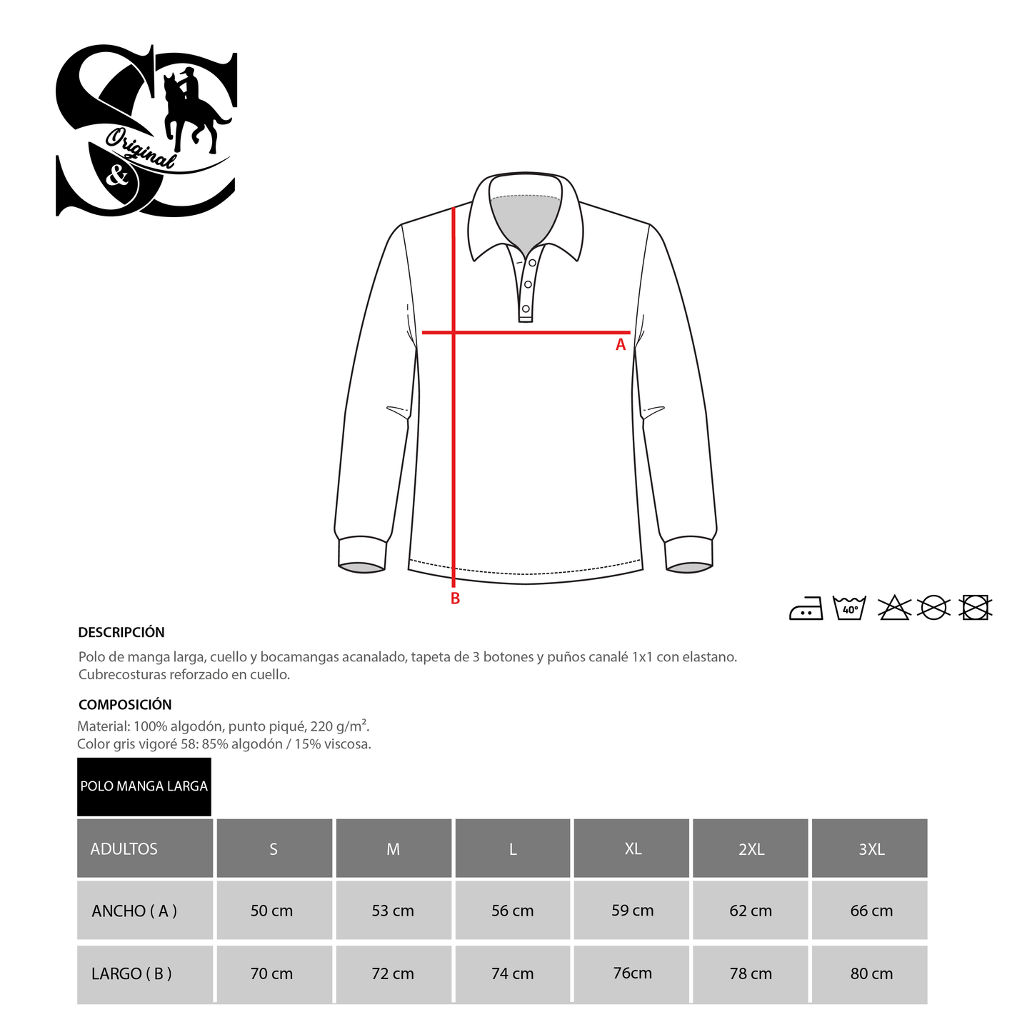 Polo manga larga Negro