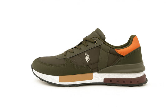 Deportiva hombre kaki con detalle naranja