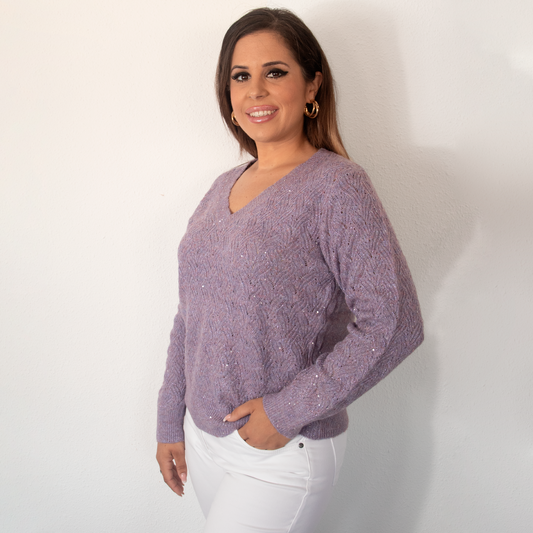 Jersey Mujer "Destello" Cuello Pico Lila