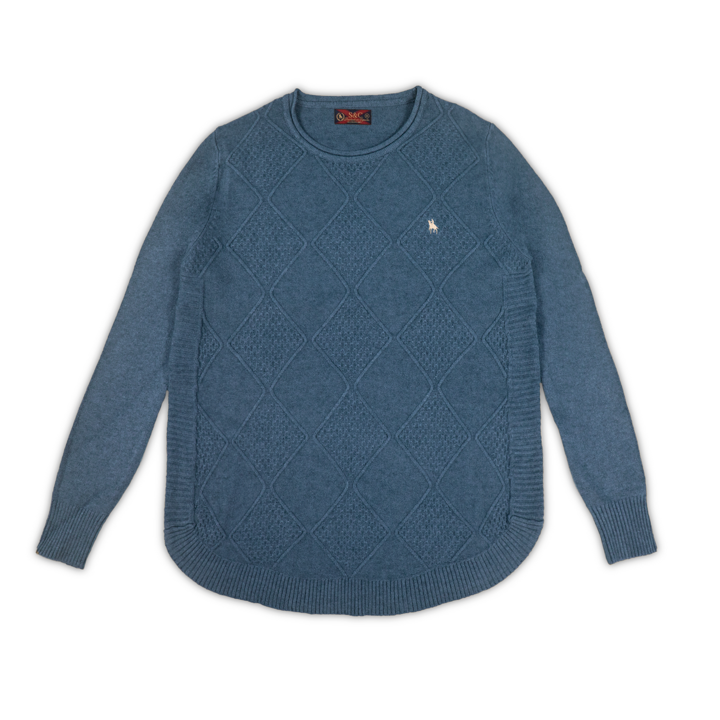 Jersey Mujer Textura Rombos Azul
