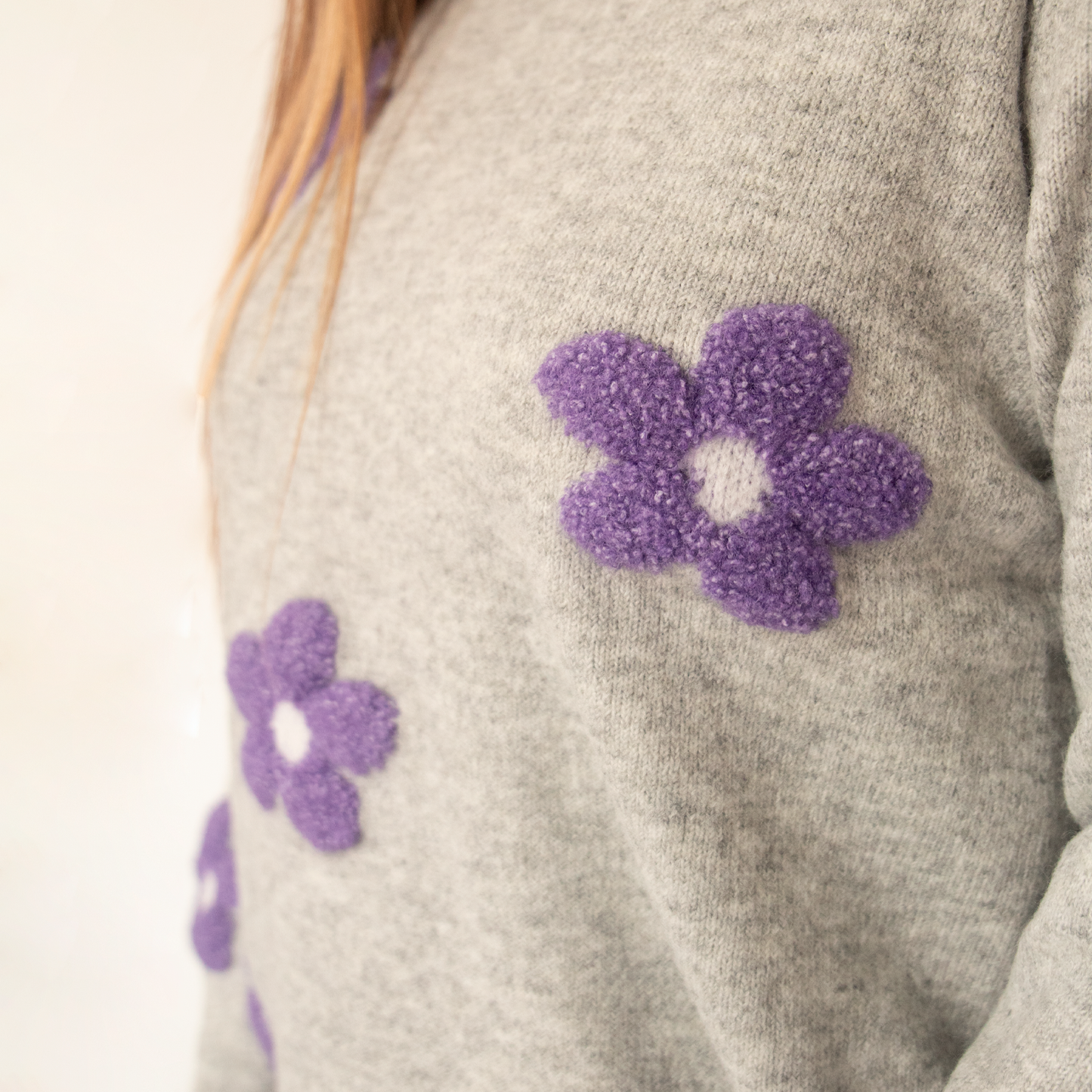 Jersey Mujer Gris Flores