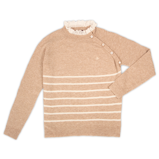 Jersey de Mujer Cuello Camisa Beige