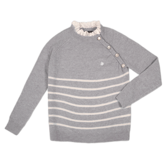 Jersey de Mujer Cuello Camisa Gris