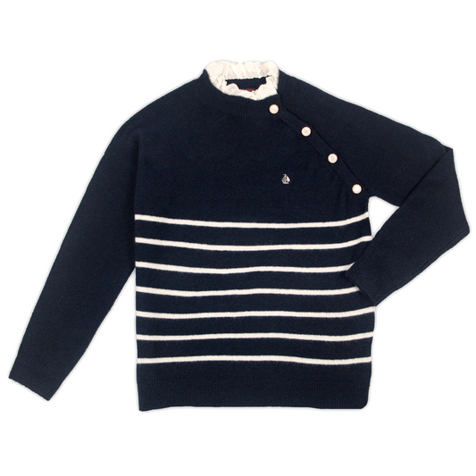 Jersey de Mujer Cuello Camisa Marino