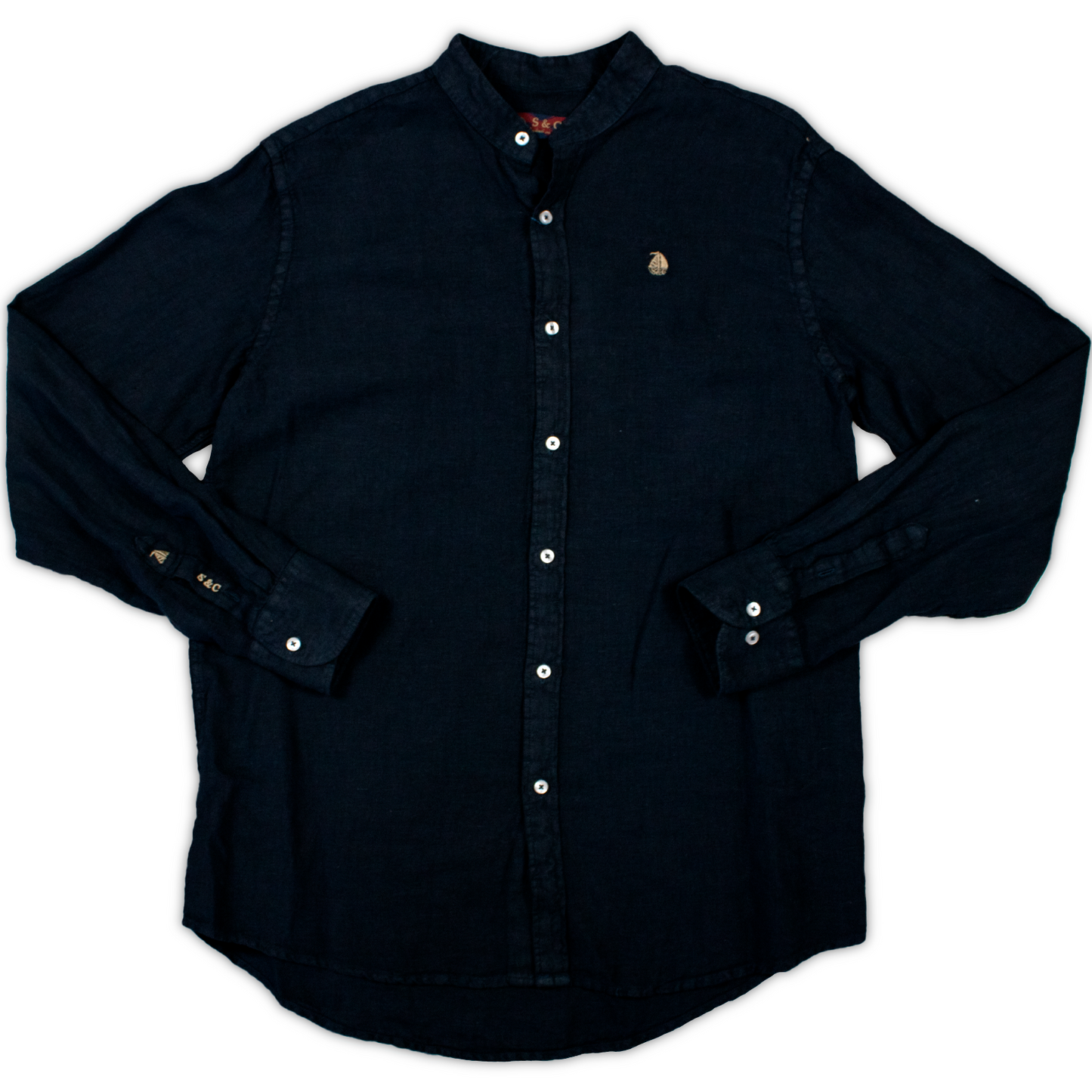 Camisa Hombre Manga Larga Lino Marino