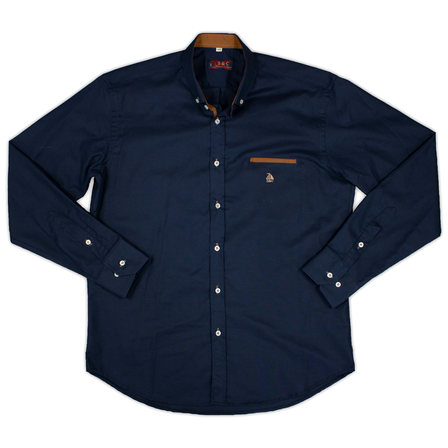 Camisa Hombre Manga Larga Marina Lisa