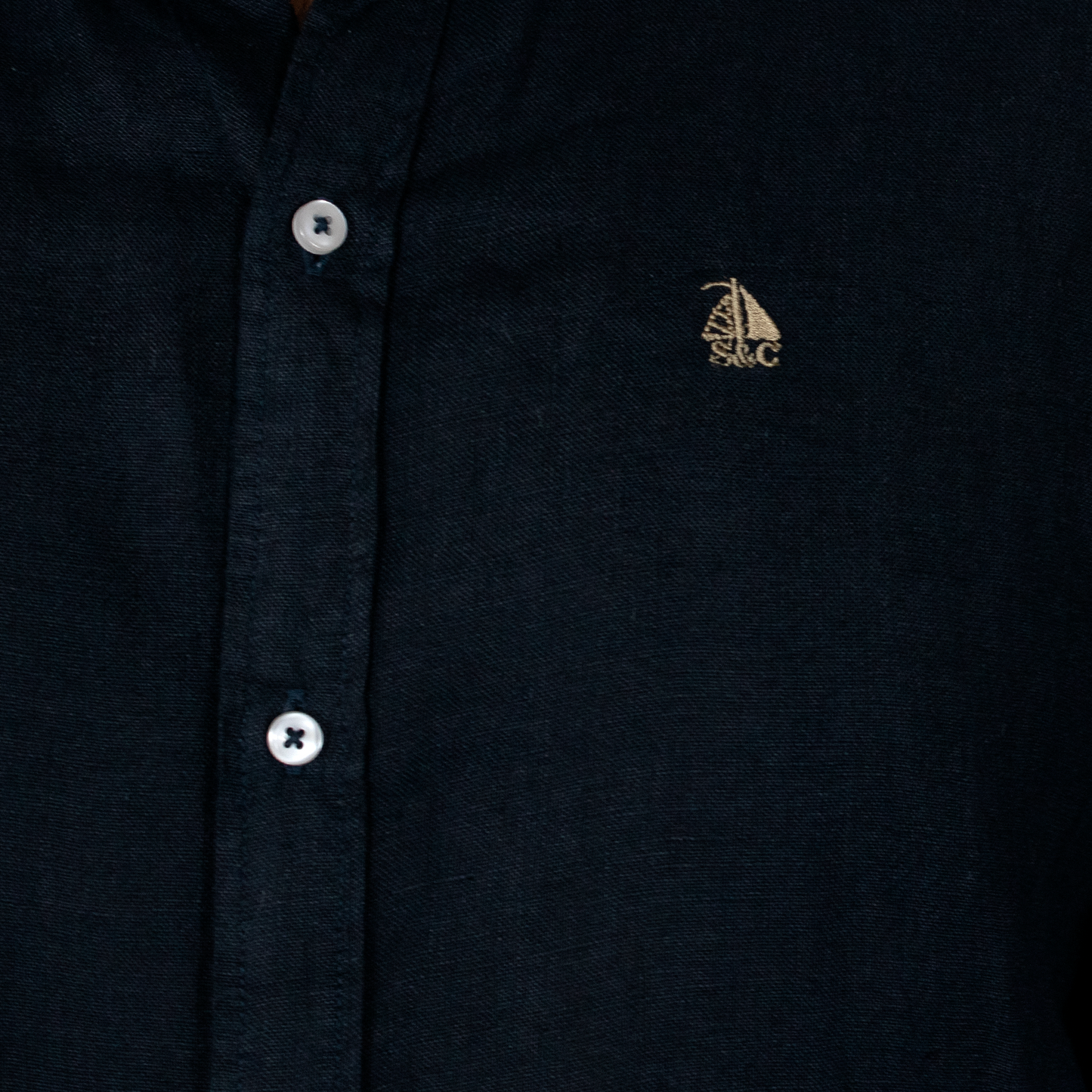 Camisa Hombre Manga Larga Lino Marino