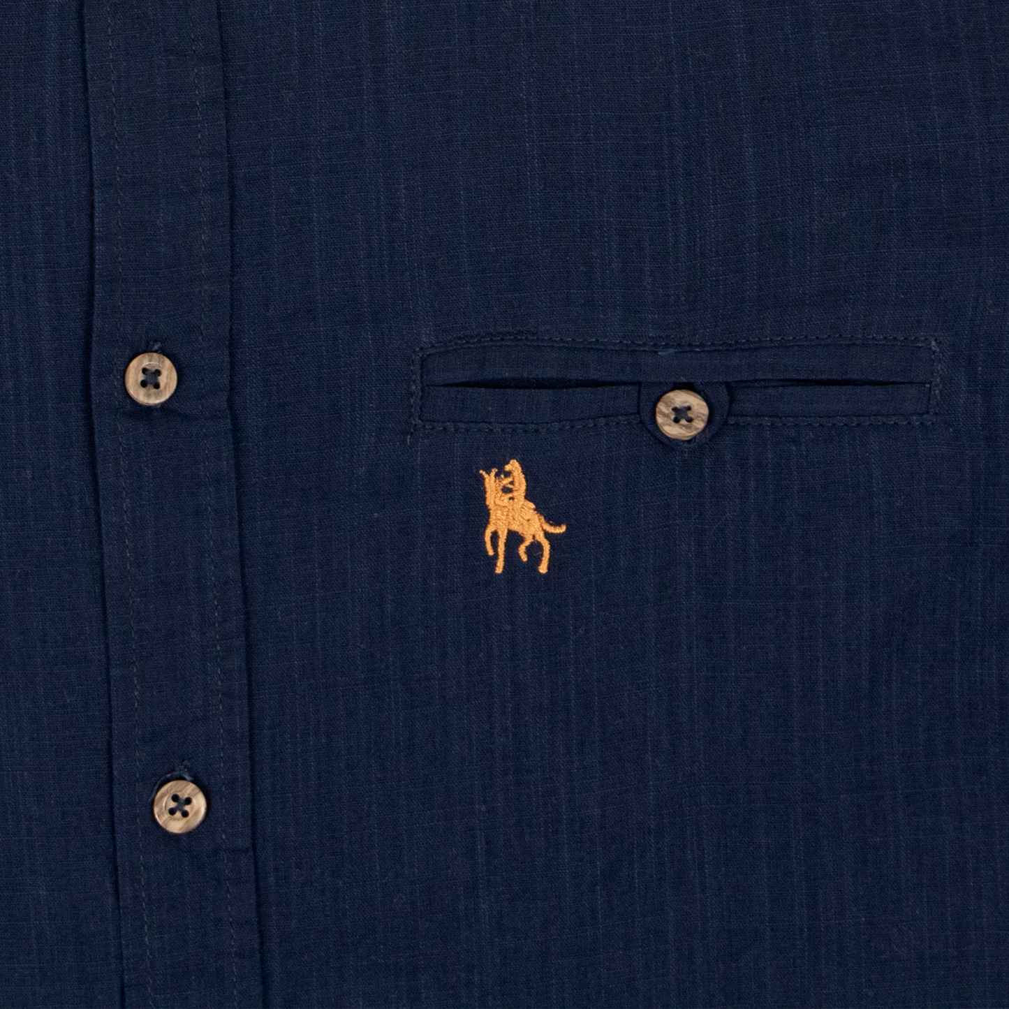 Camisa tipo lino cuello mao Marino