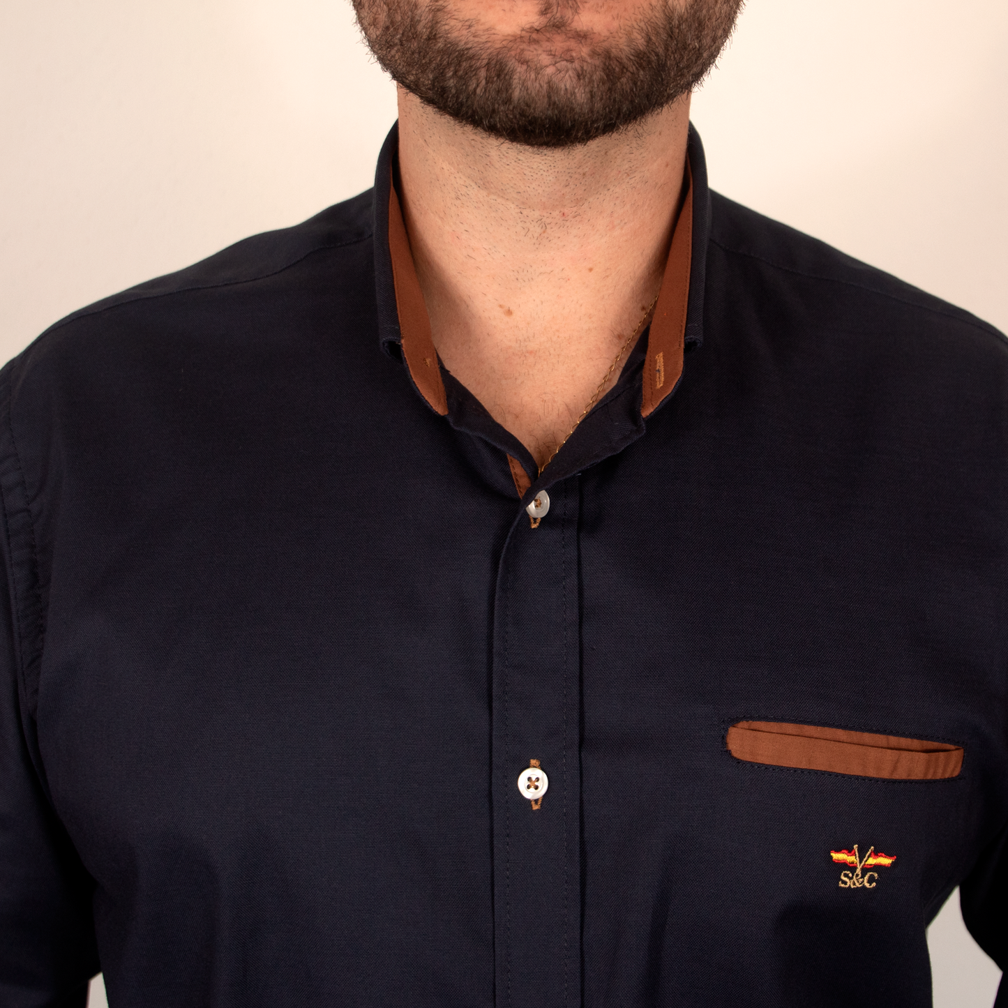 Camisa Hombre Manga Larga Marino Lisa