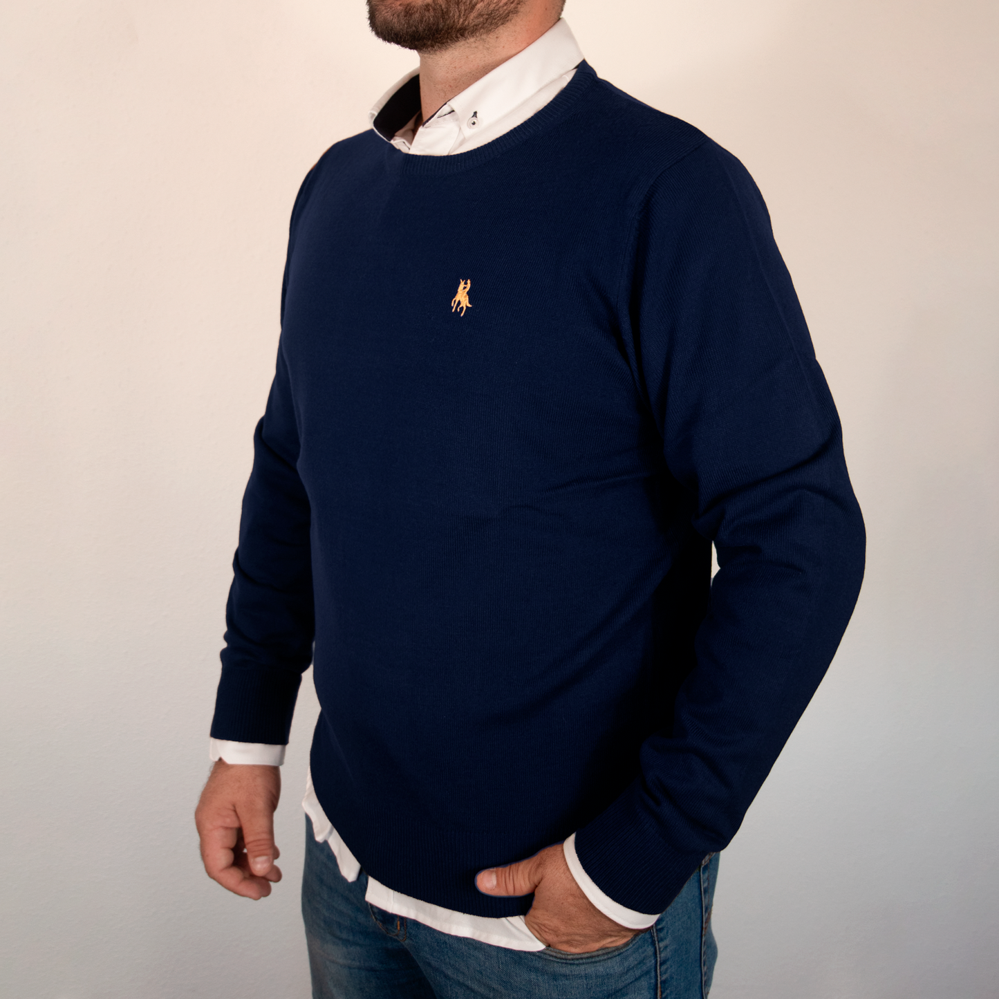 Jersey Hombre Azulón Cuello Redondo Básico