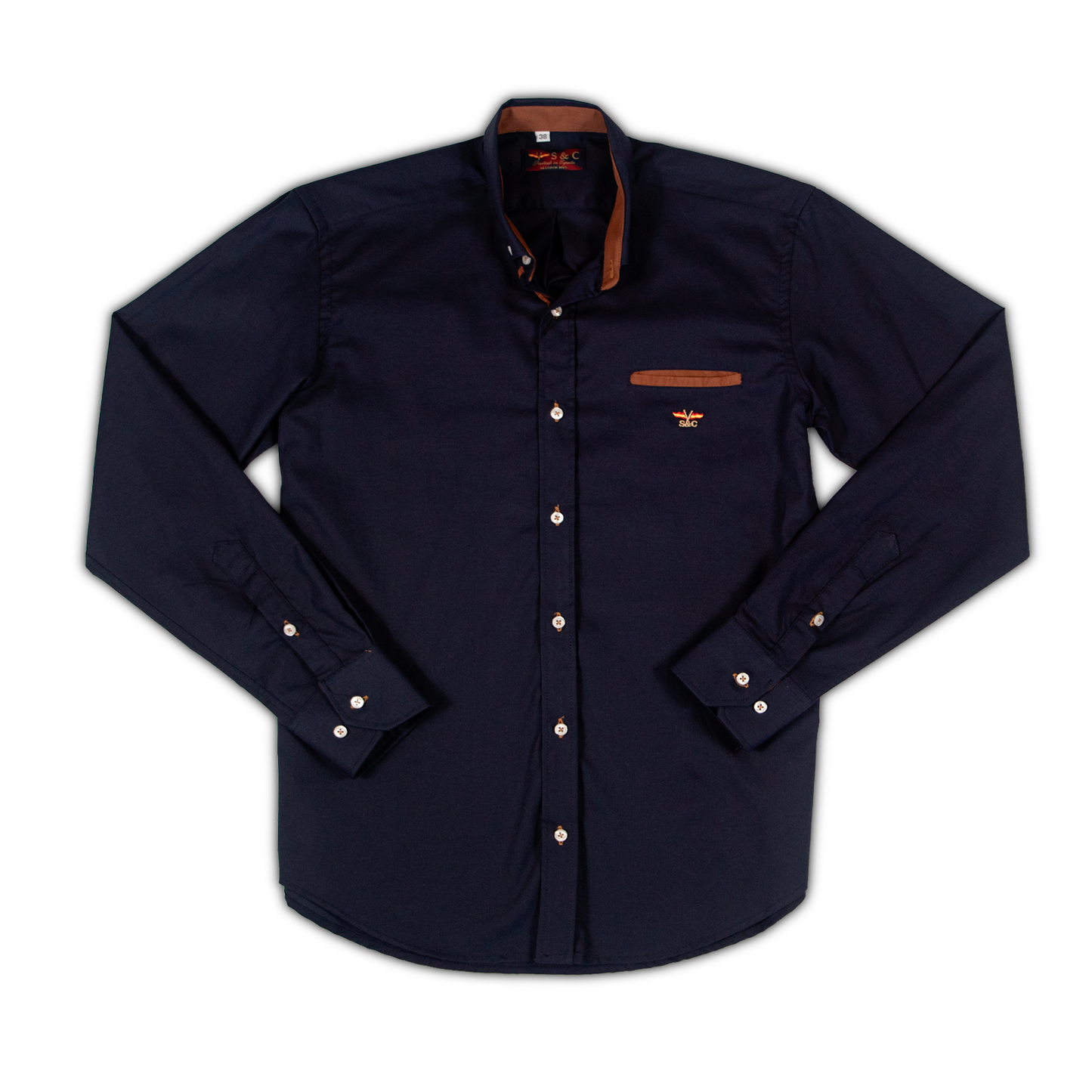 Camisa Hombre Manga Larga Marino Lisa