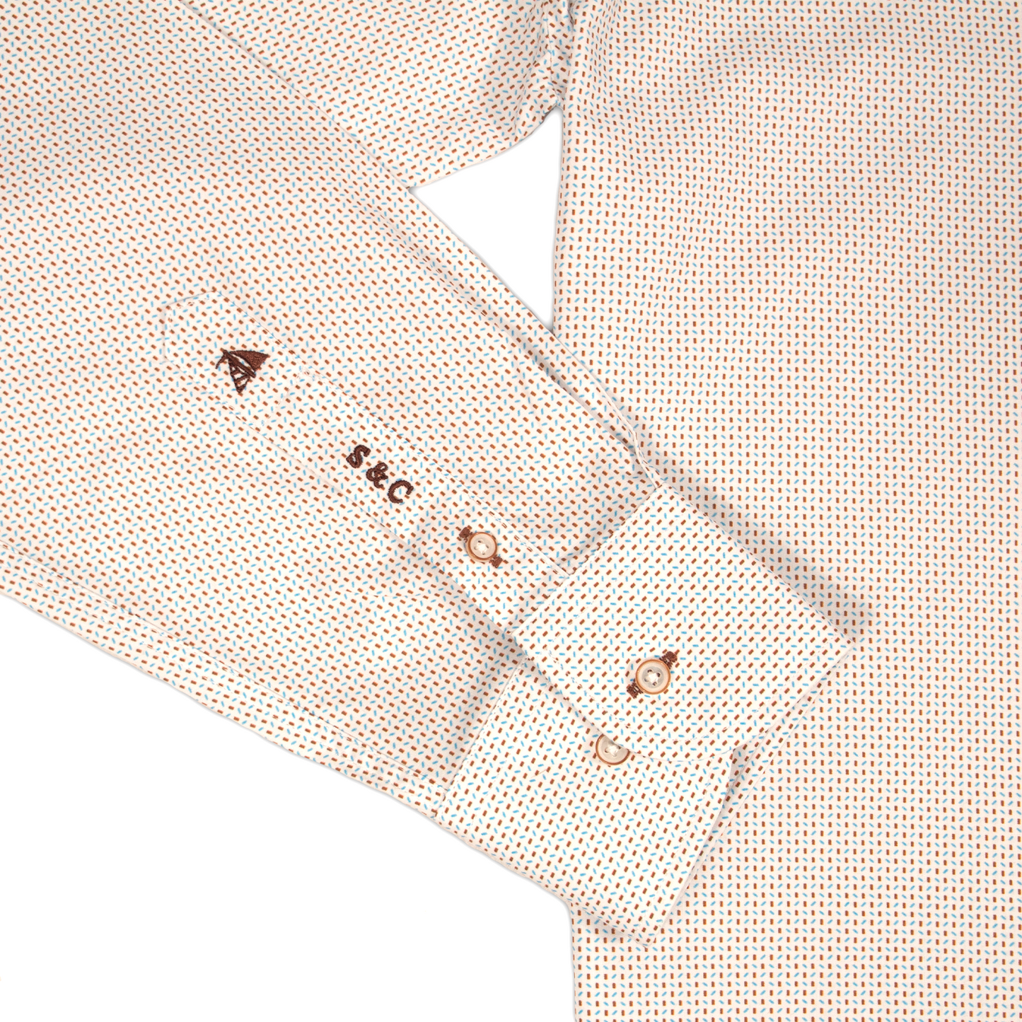Camisa Hombre Manga Larga estampado Marrón