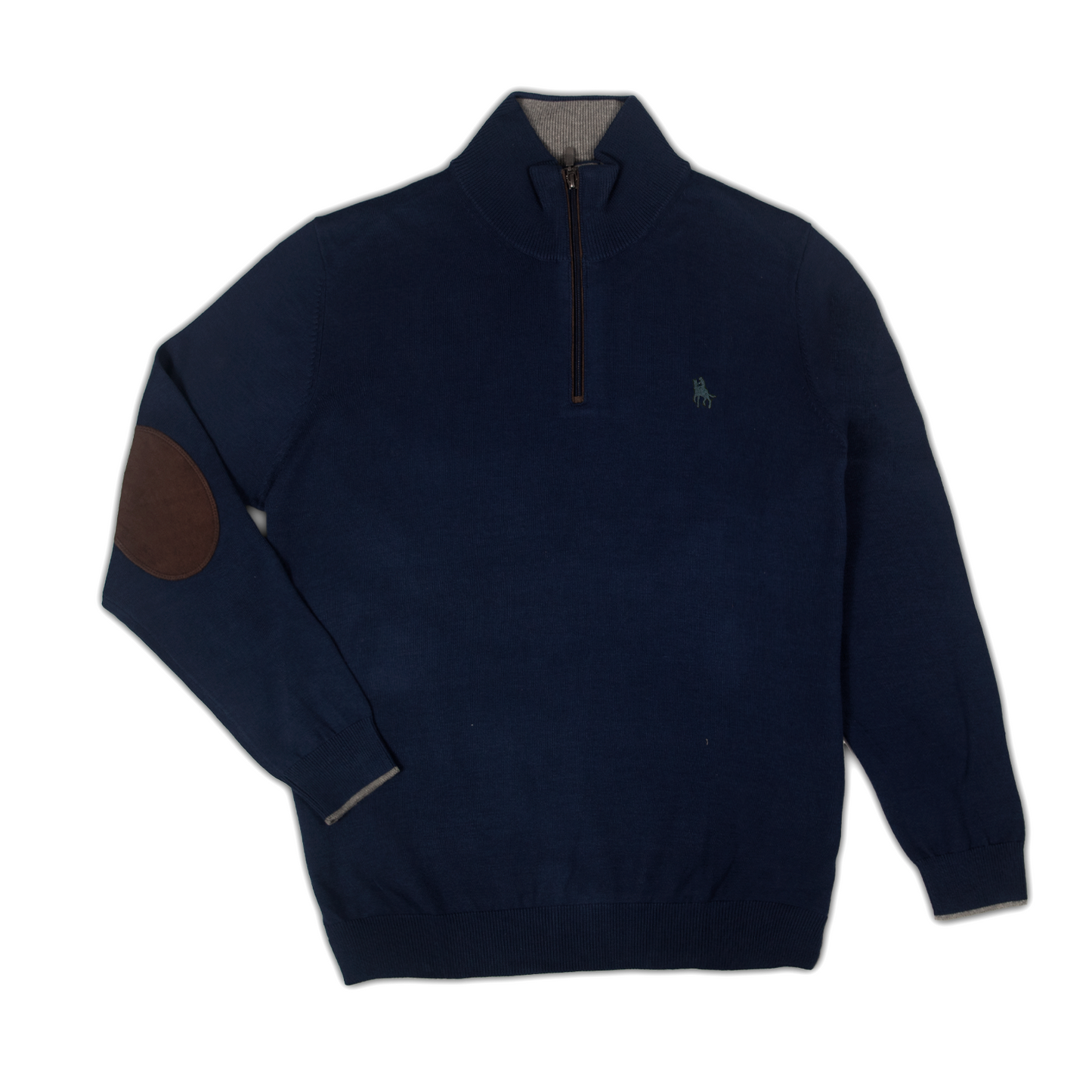 Jersey Hombre Marino Media Cremallera y Coderas