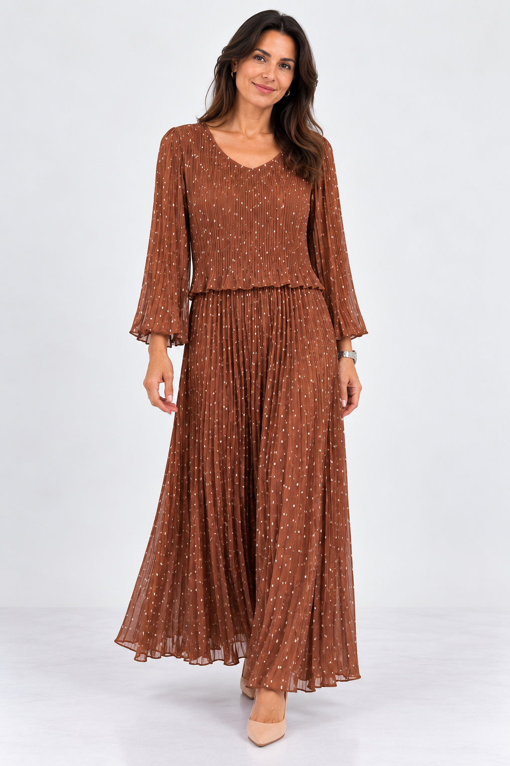 Vestido gasa tierra