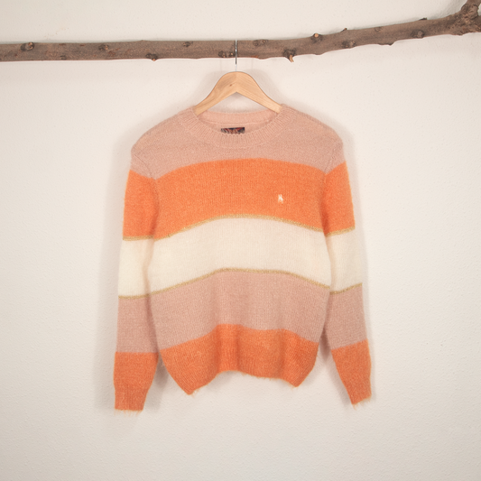 Jersey de Mujer con Rayas Naranjas y  Rosas