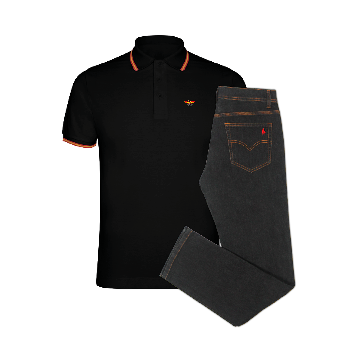 Conjunto Hombre Polo Nation y Vaquero Negro Valencia