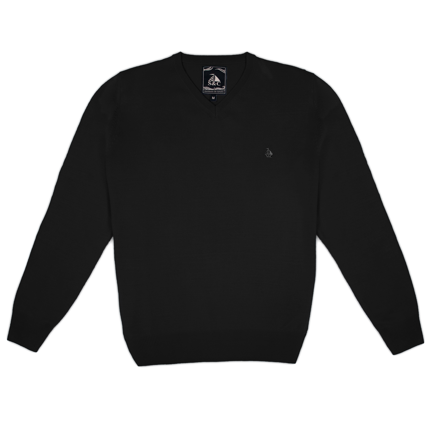 Jersey Hombre Cuello Pico Negro