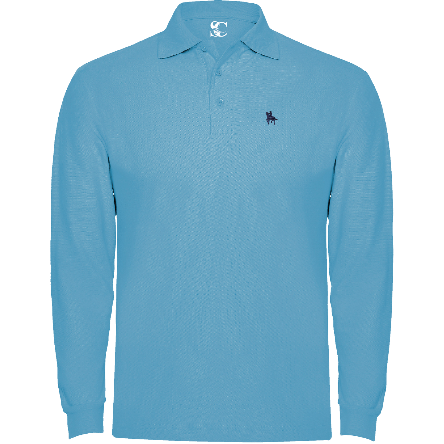 Polo manga larga Celeste