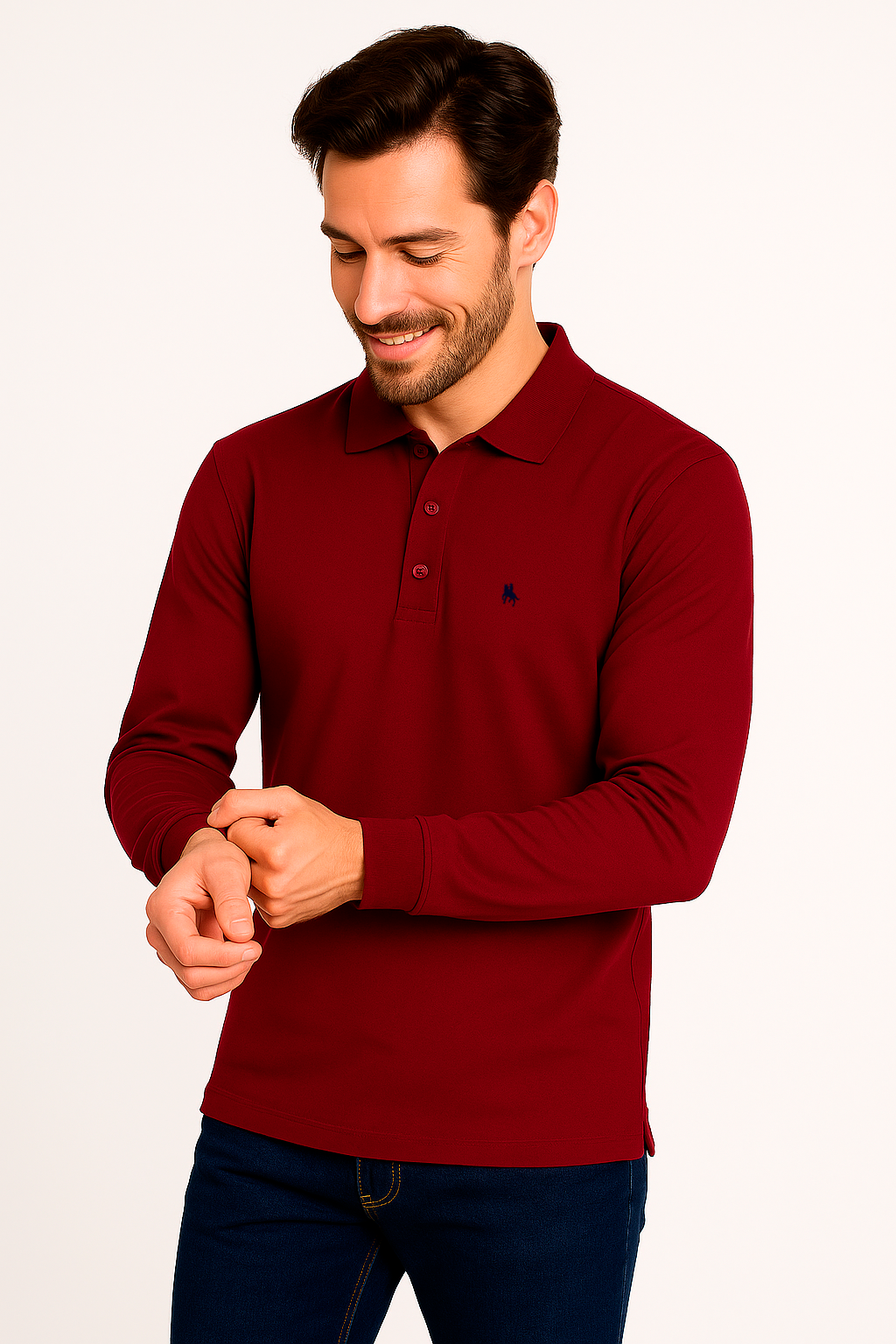 Polo manga larga Granate