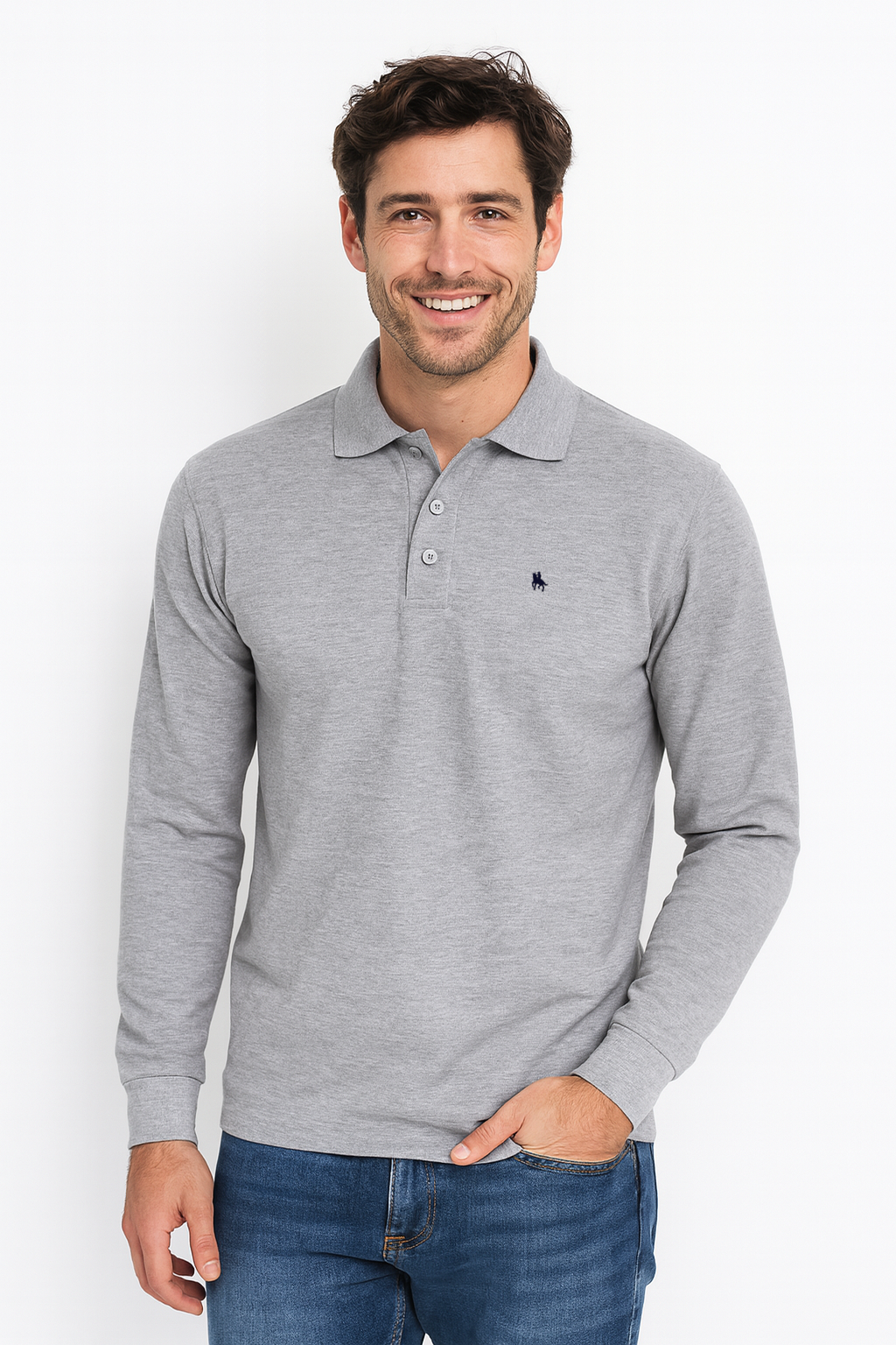 Polo manga larga Gris Vigore
