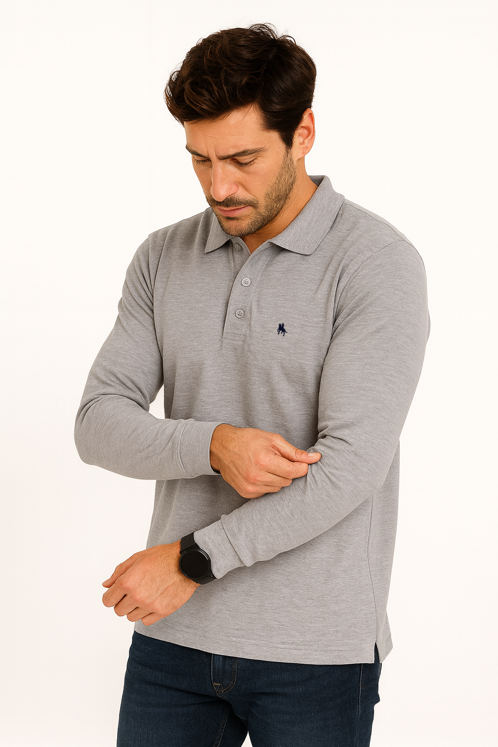 Polo manga larga Gris Vigore