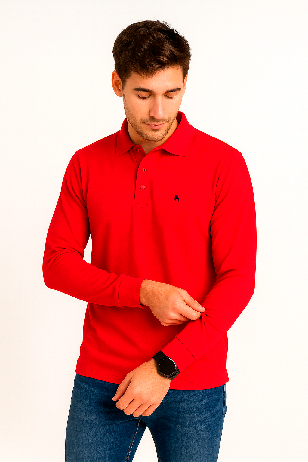 Polo manga larga Rojo
