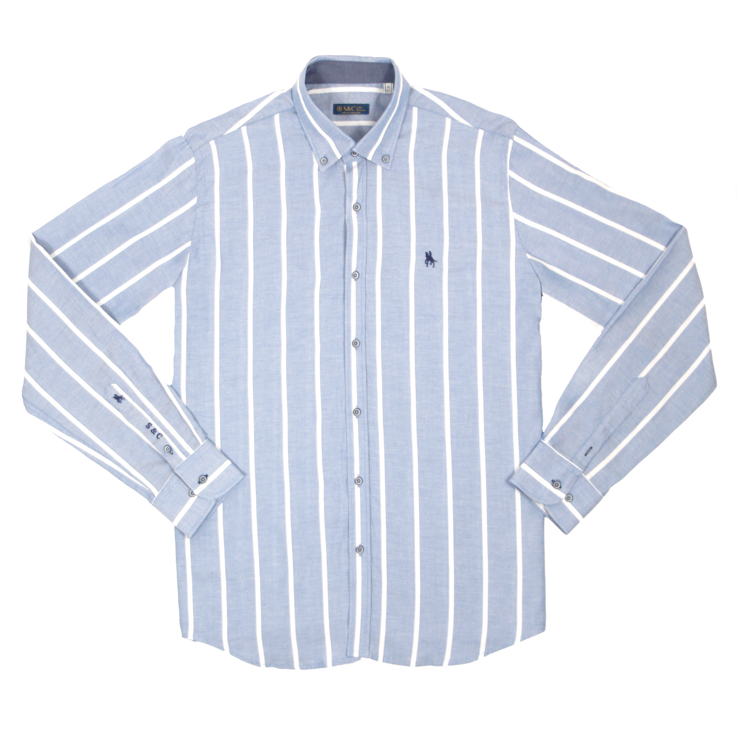 Camisa rayas anchas azul