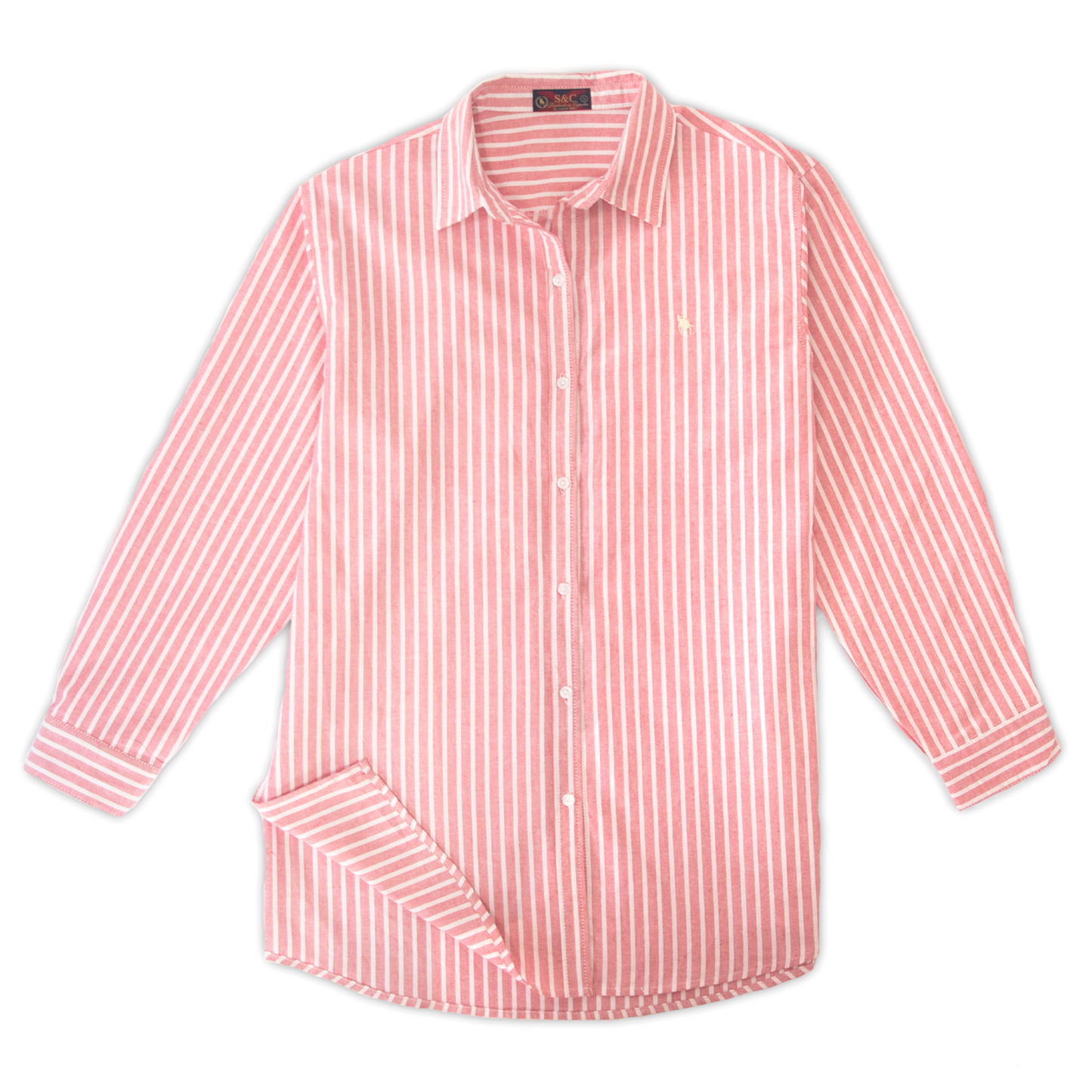 Camisa Mujer Oversize rayas Rojo Invierno