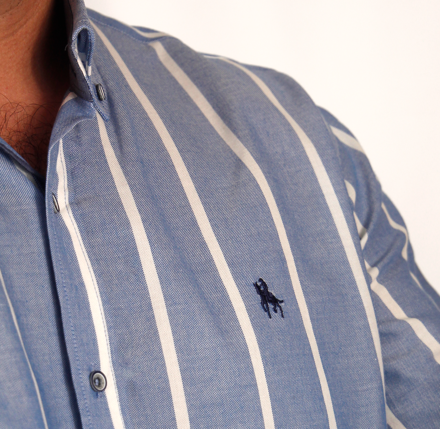 Camisa rayas anchas azul
