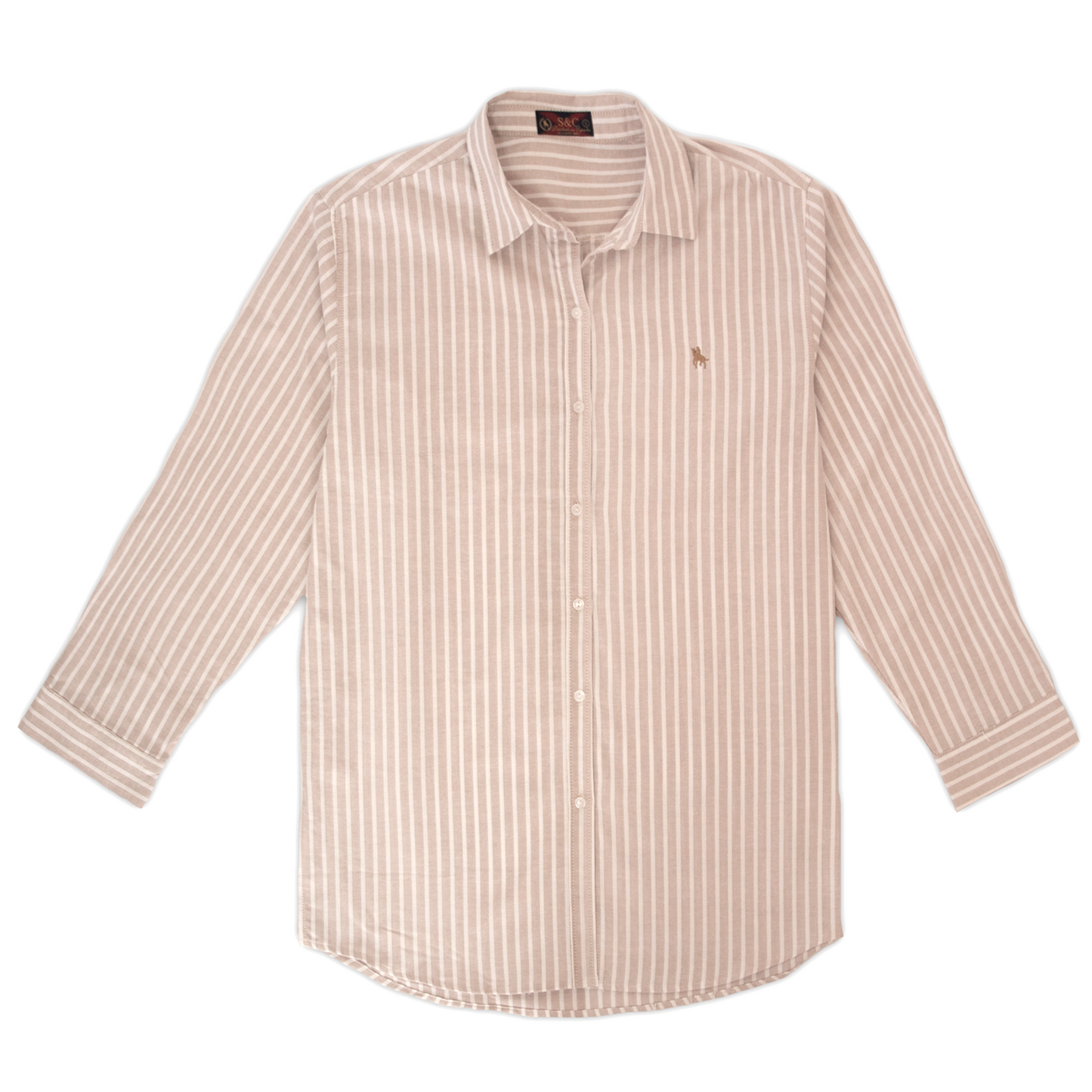 Camisa Mujer Oversize rayas Beige