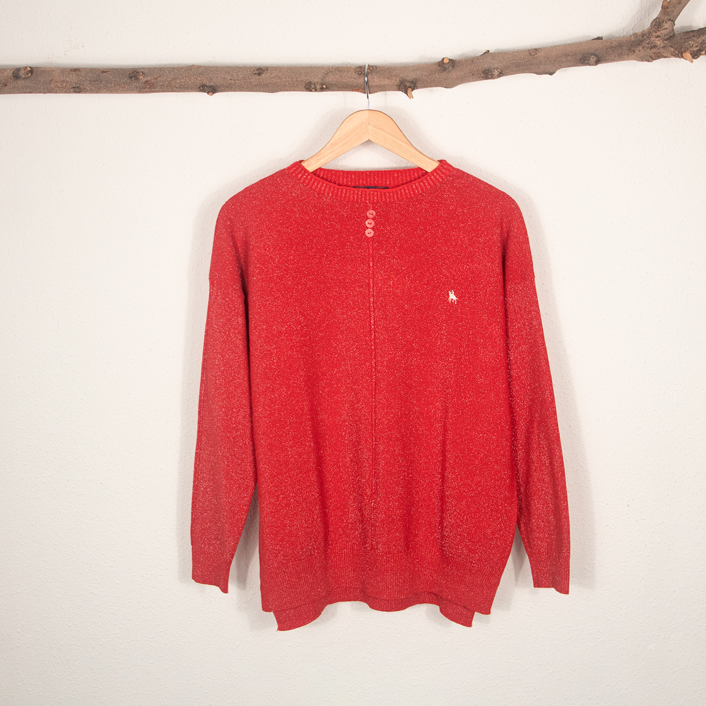 Jersey Mujer Rojo Destellos con Detalles de Botones