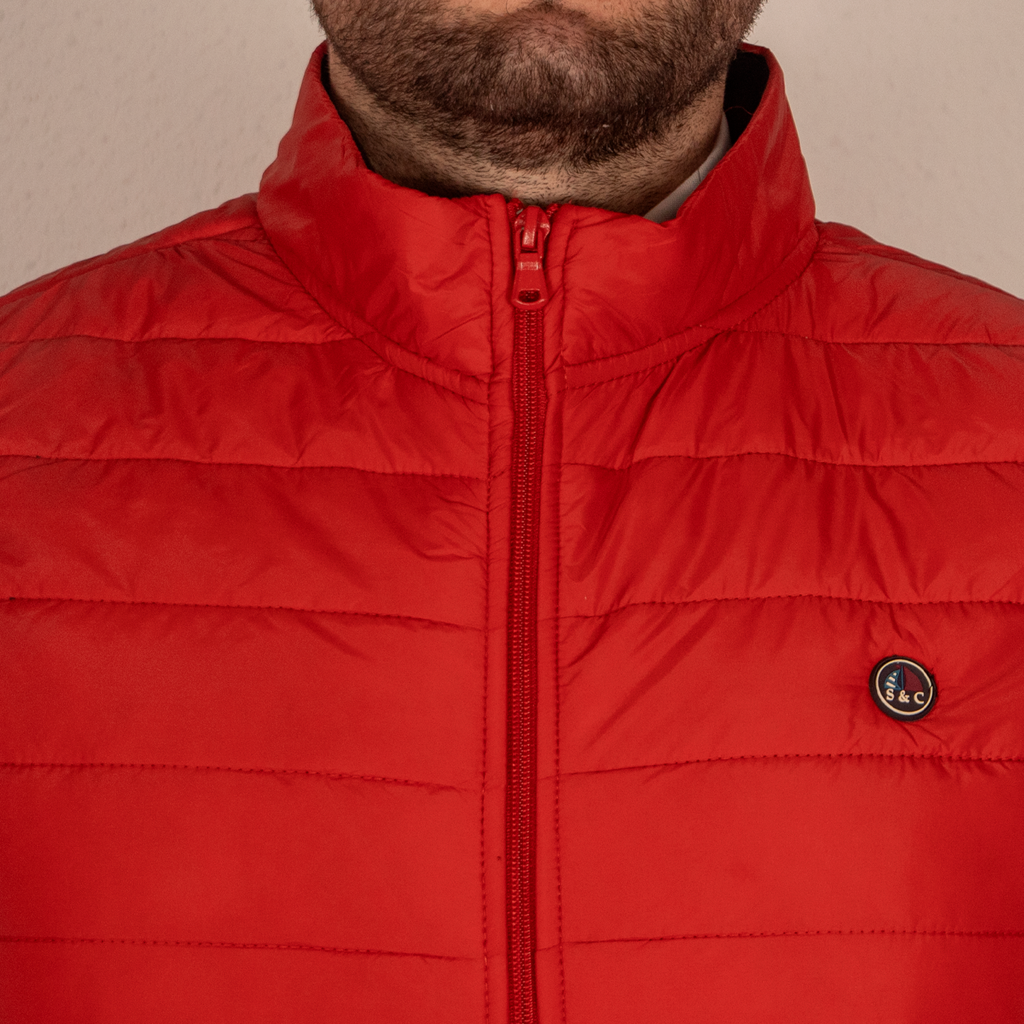 Chaleco Hombre Acolchado Rojo Rayas