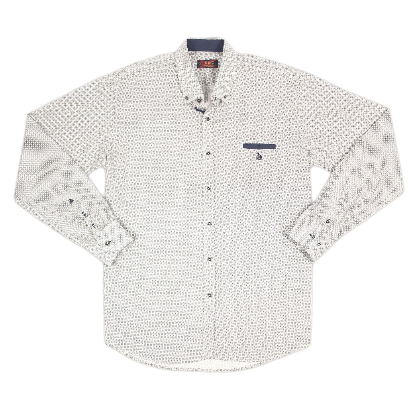 Camisa Hombre Manga Larga Rombos Marino