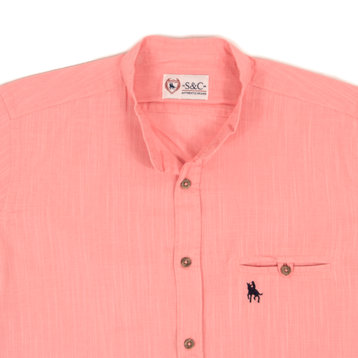 Camisa tipo lino cuello mao Rosa