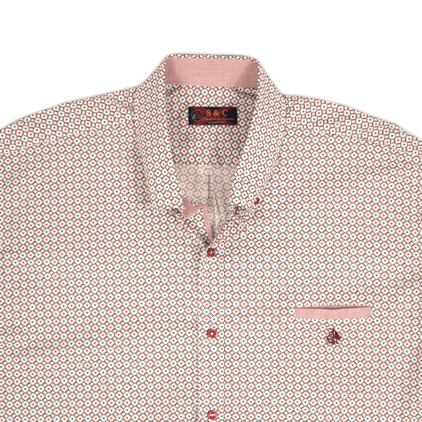 Camisa Hombre Manga Larga estampado Rosa