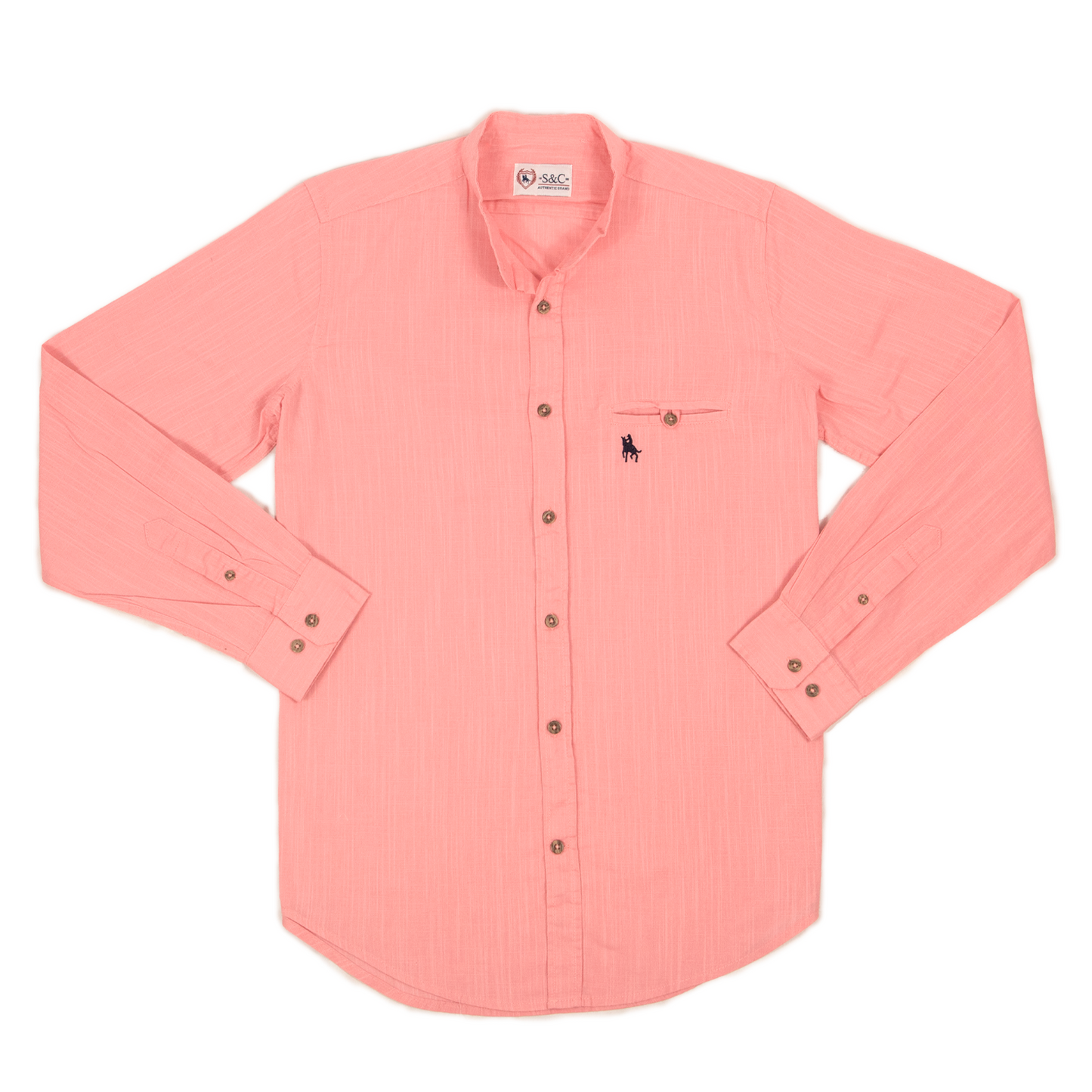 Camisa tipo lino cuello mao Rosa