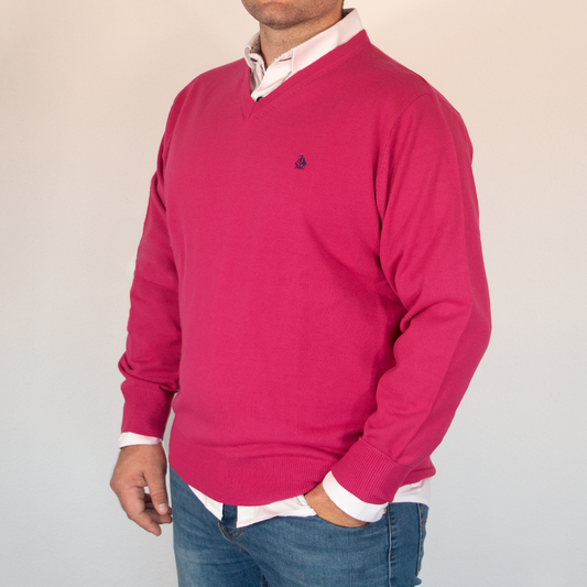 Jersey Hombre Cuello Pico Rosa