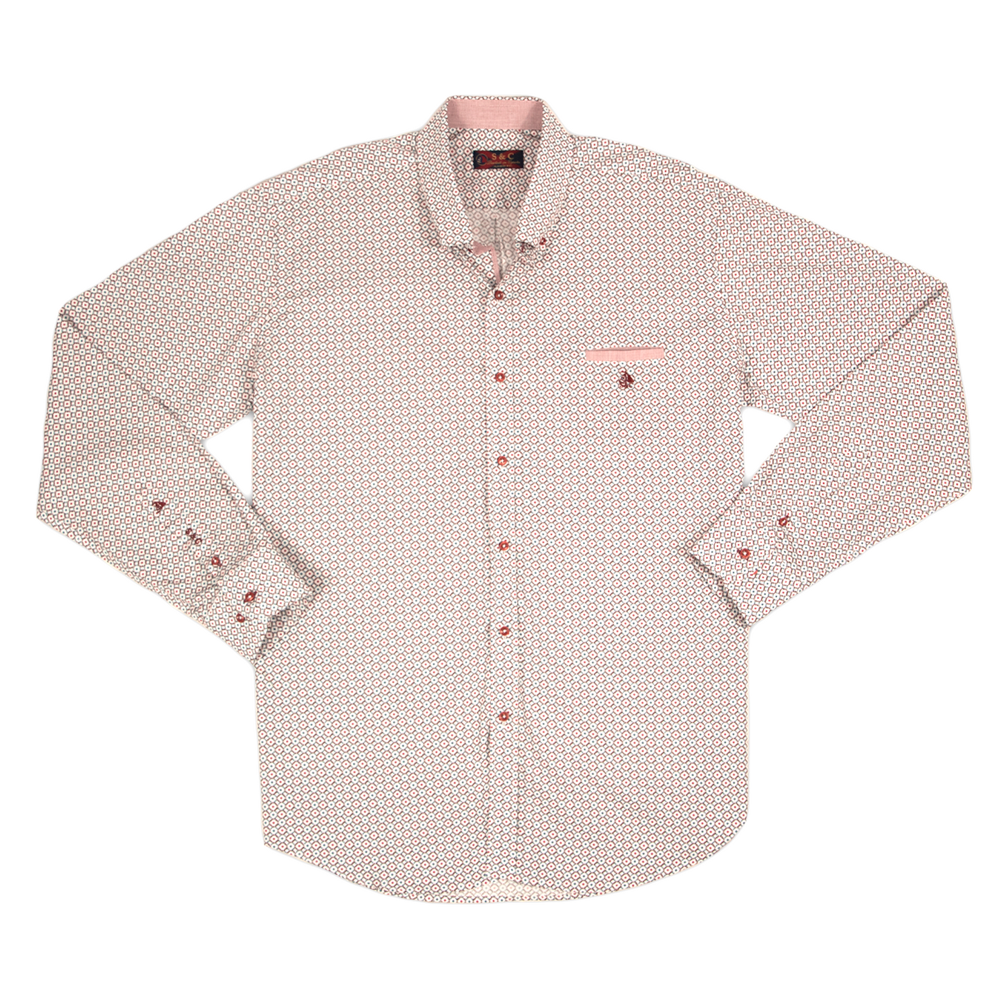 Camisa Hombre Manga Larga estampado Rosa
