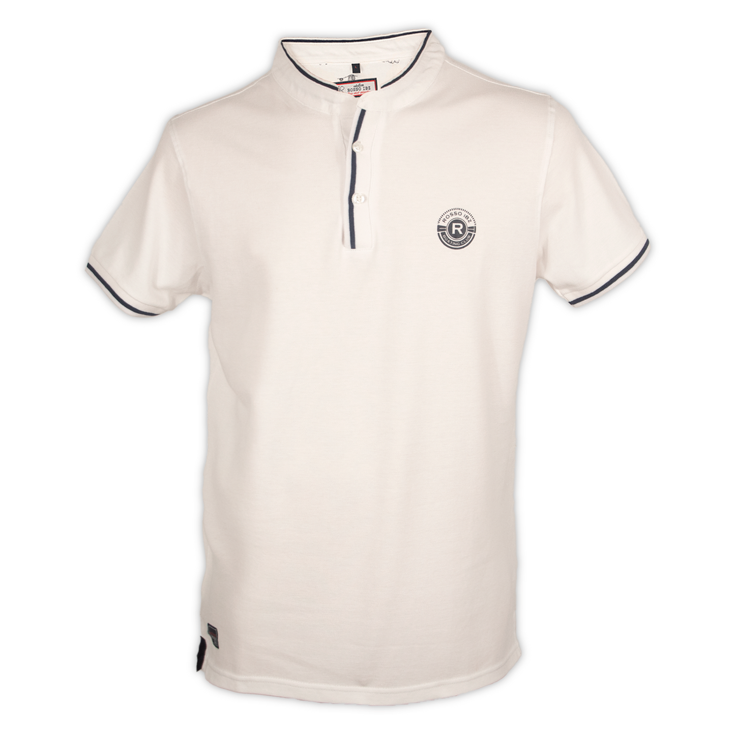 Polo Blanco hombre de manga corta cuello mao