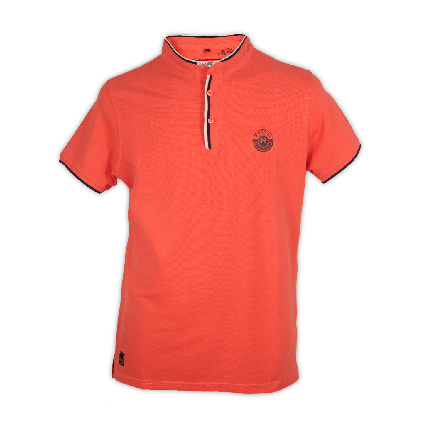 Polo Coral hombre de manga corta cuello mao