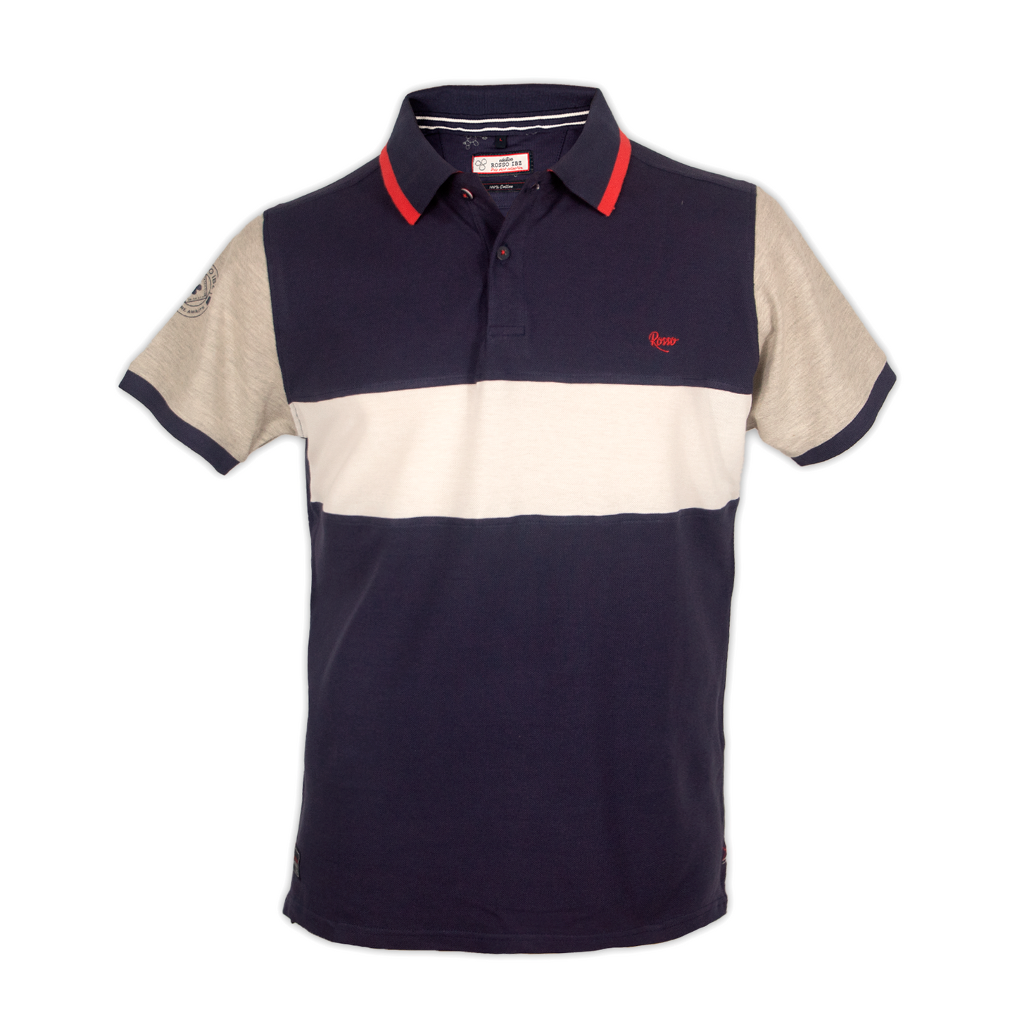 Polo hombre manga corta Rosso rayas