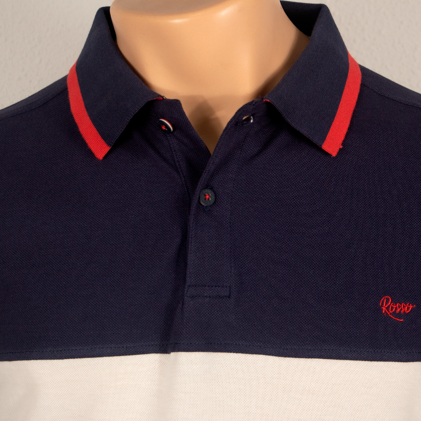 Polo hombre manga corta Rosso rayas