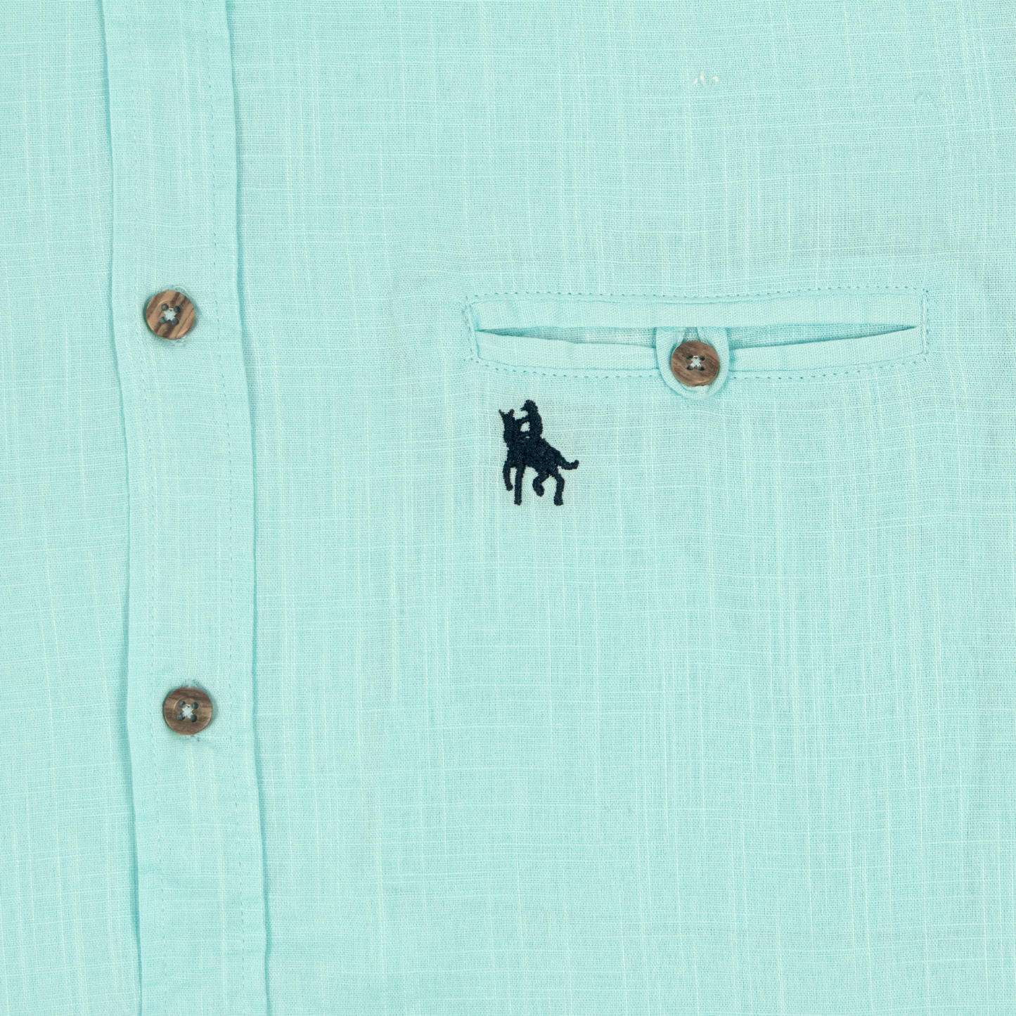 Camisa tipo lino cuello mao Agua