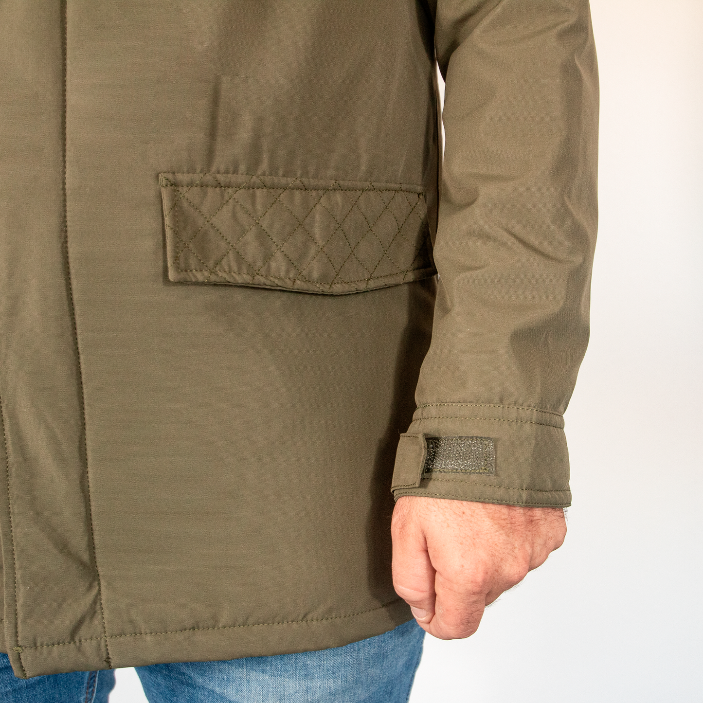 Chaqueta Hombre Beige Multibolsillos Con Capucha