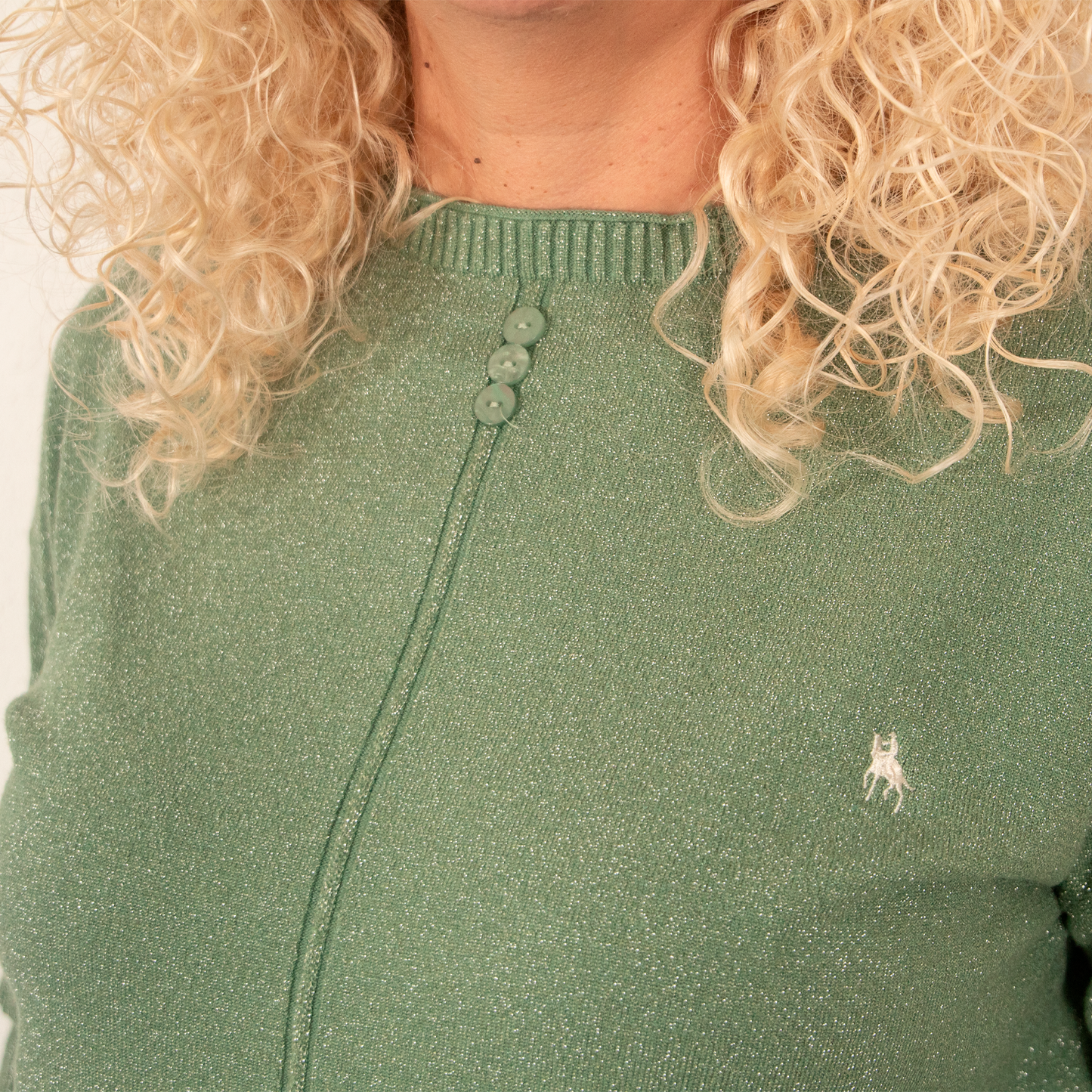Jersey Mujer Verde Destellos con Detalles de Botones