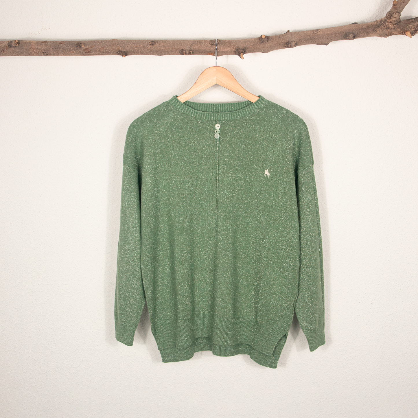Jersey Mujer Verde Destellos con Detalles de Botones